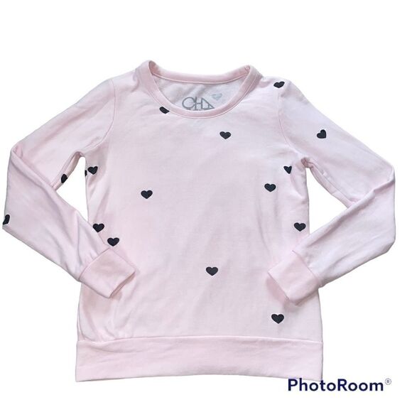 Chaser Super Soft Pink Tiny Hearts Long Sleeve Pullover Sweater Top - Picture 9 of 9